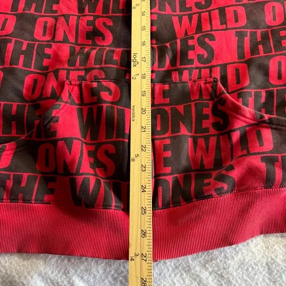 The Wild Ones Mens Red Black All Over Print Full Zip Hoodie Sweatshirt XL Y2K